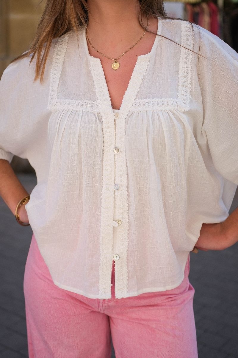 Blouse Mojito, couleur écru, marque Rue Mazarine