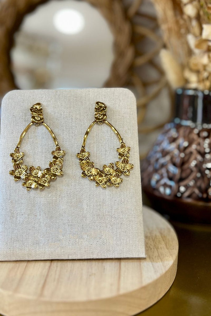Boucles d'oreilles Flora, couleur doré, matière acier inoxydable