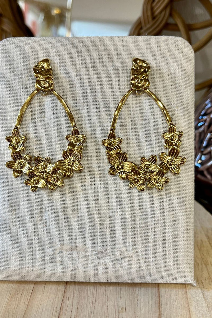 Boucles d'oreilles Flora, couleur doré, matière acier inoxydable