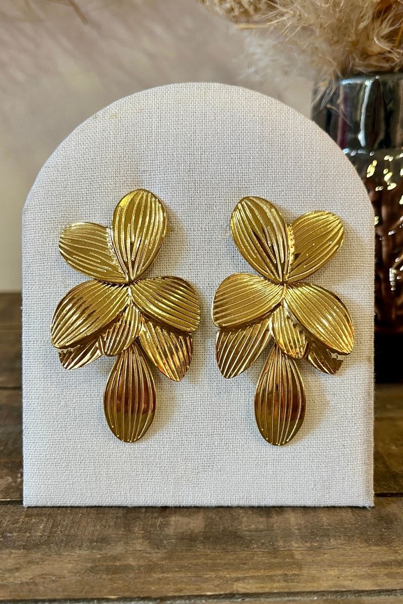 Boucles d'oreilles Flora, couleur doré, matière acier inoxydable