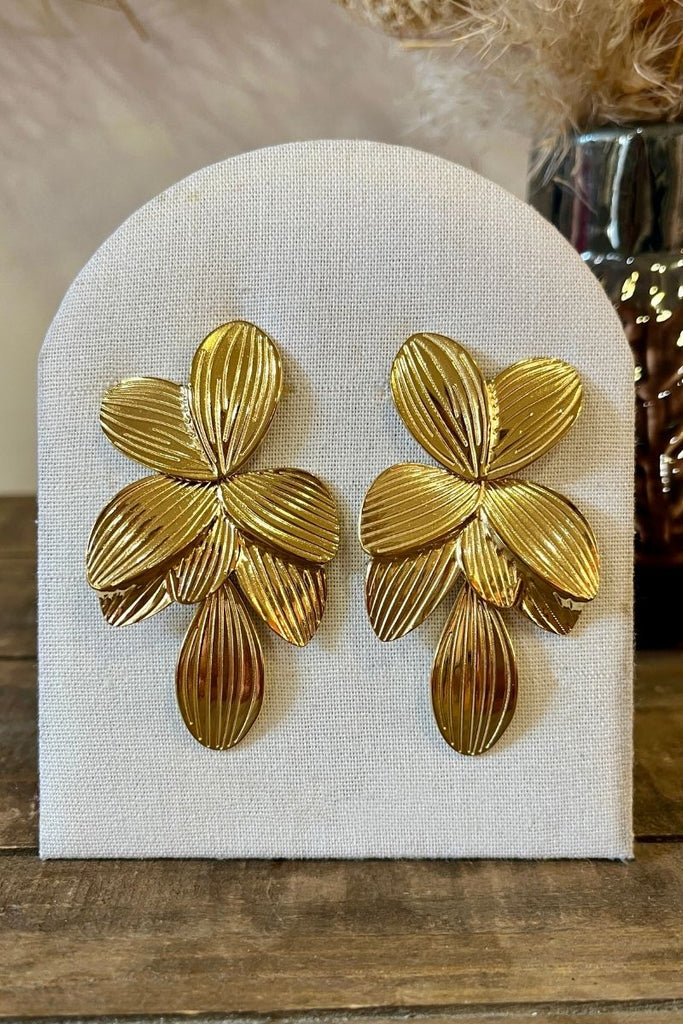 Boucles d'oreilles Flora, couleur doré, matière acier inoxydable