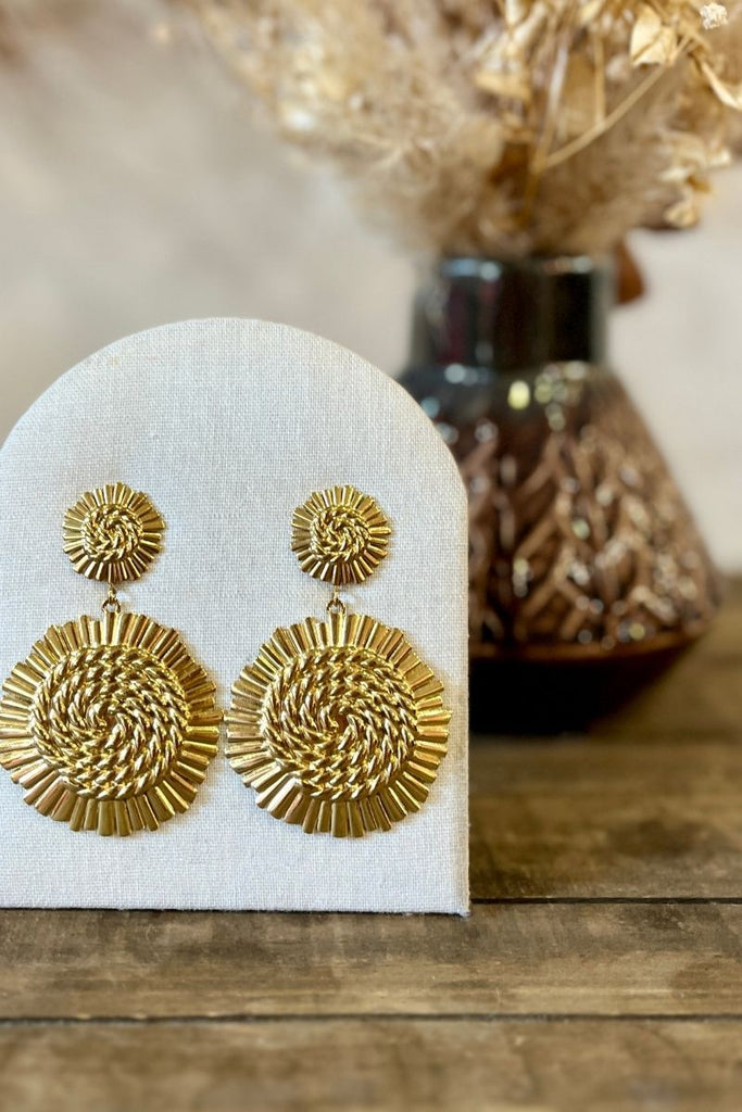 Boucles d'oreilles Paulette, couleur doré, matière acier inoxydable