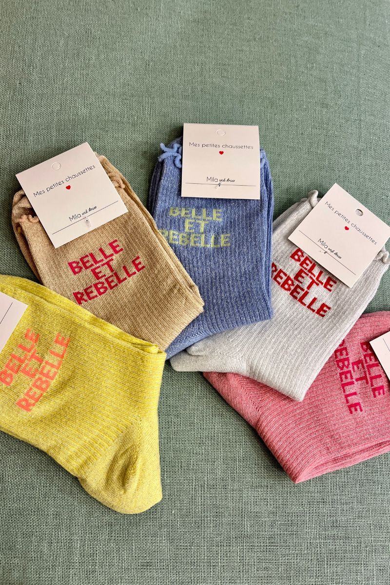 Chaussettes Belle et Rebelle, 5 coloris, paillettes