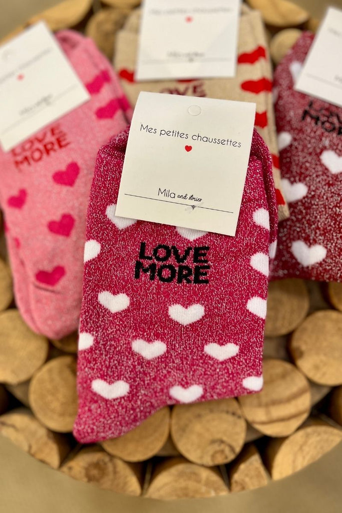 Chaussettes Love More, paillettes, 4 coloris