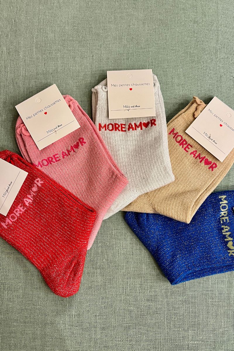 Chaussettes More Amor, 5 coloris, paillettes