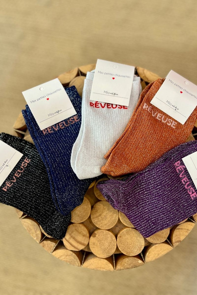 Chaussettes Rêveuse, paillettes, 5 coloris