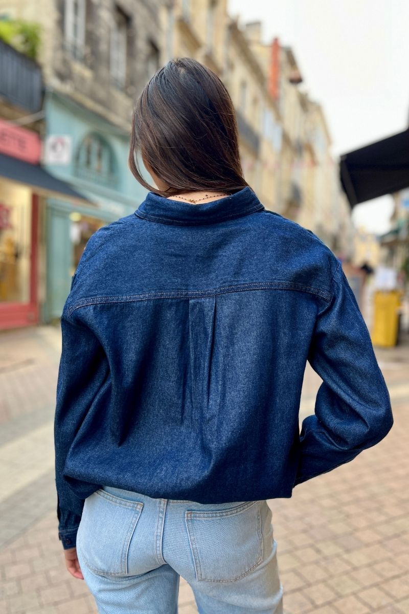 Chemise Iharcher, couleur bleu foncé, marque Ichi