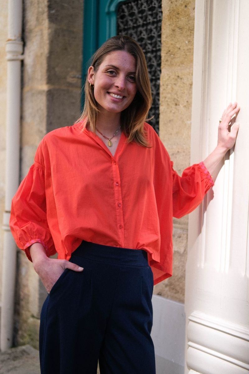 Chemise Danielle, couleur corail, marque Orfeo