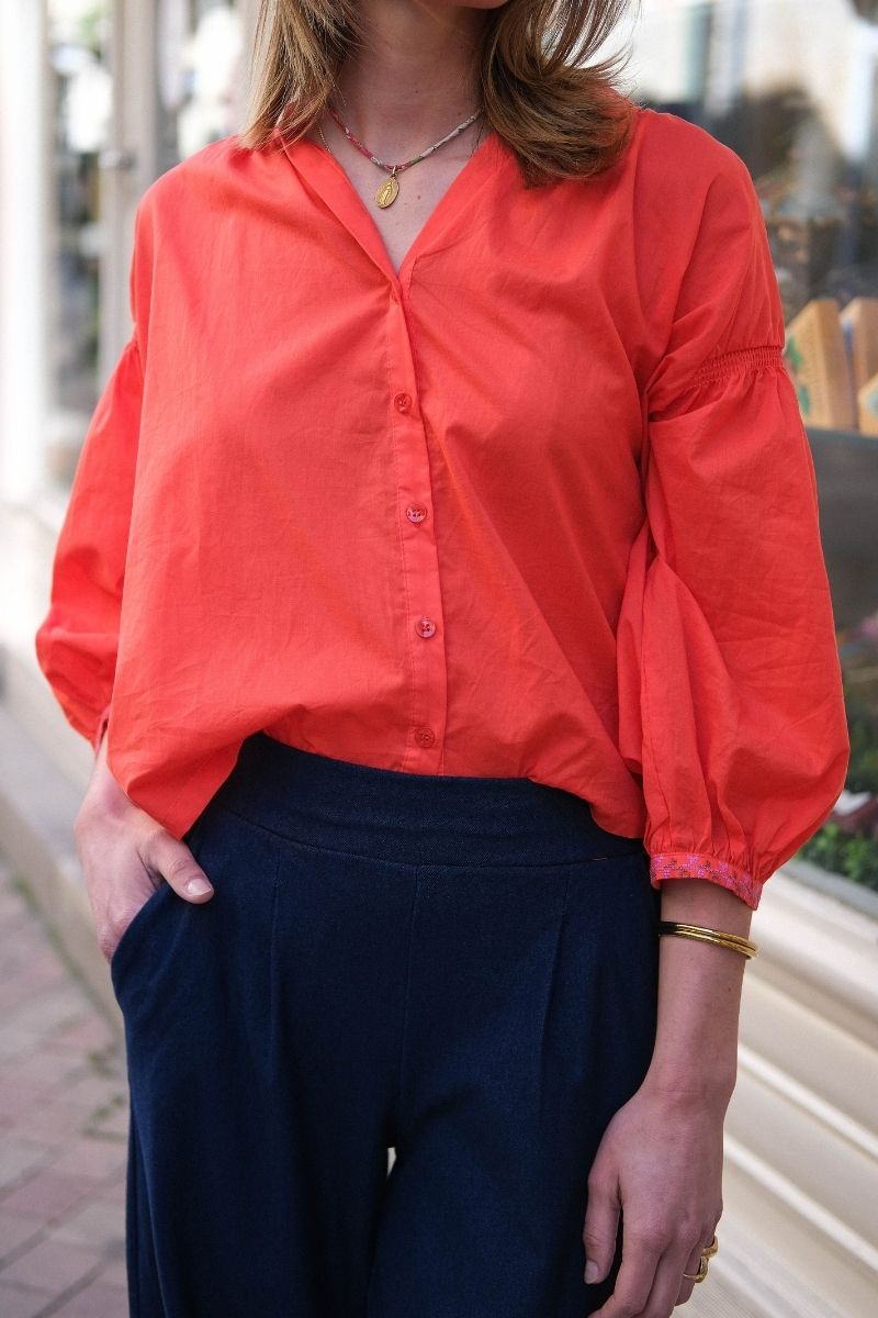 Chemise Danielle, couleur corail, marque Orfeo