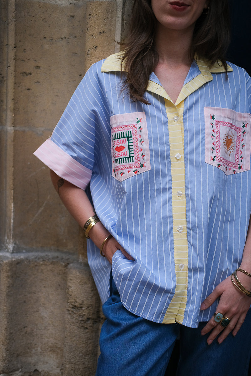Chemise Diane, couleur bleu ciel, matière coton