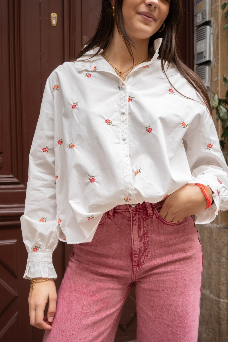 Chemise Marguerite, couleur blanc, matière coton