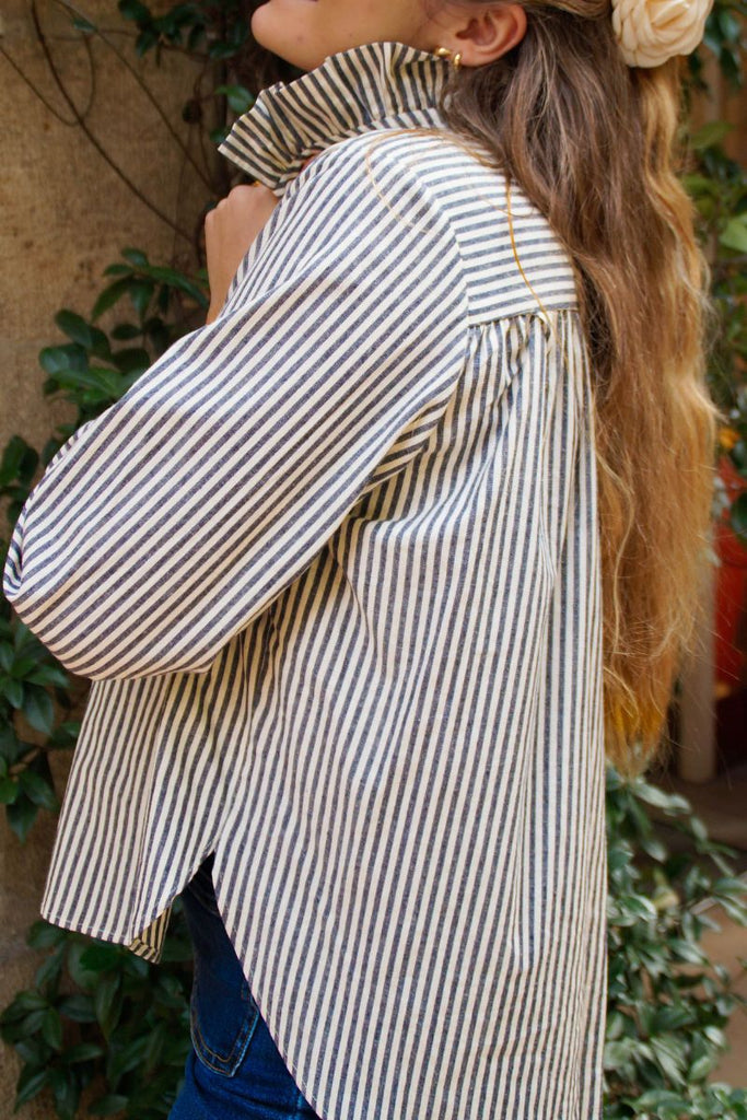 Chemise Maria, couleur bleu, motifs rayures