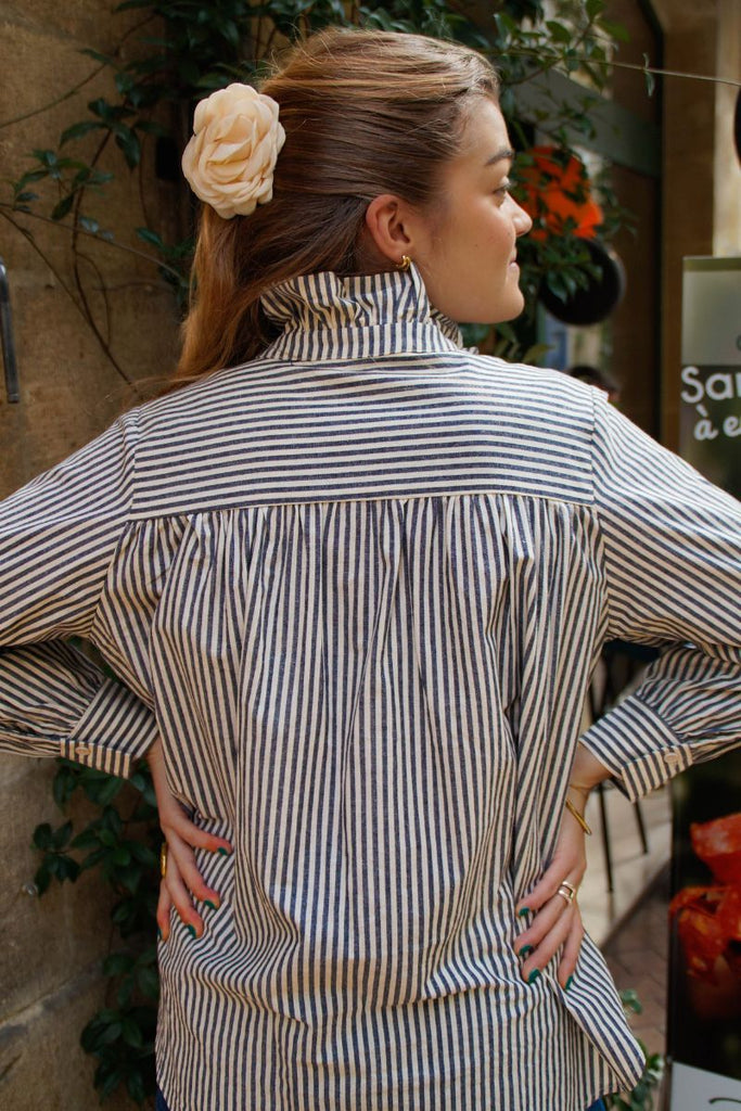 Chemise Maria, couleur bleu, motifs rayures