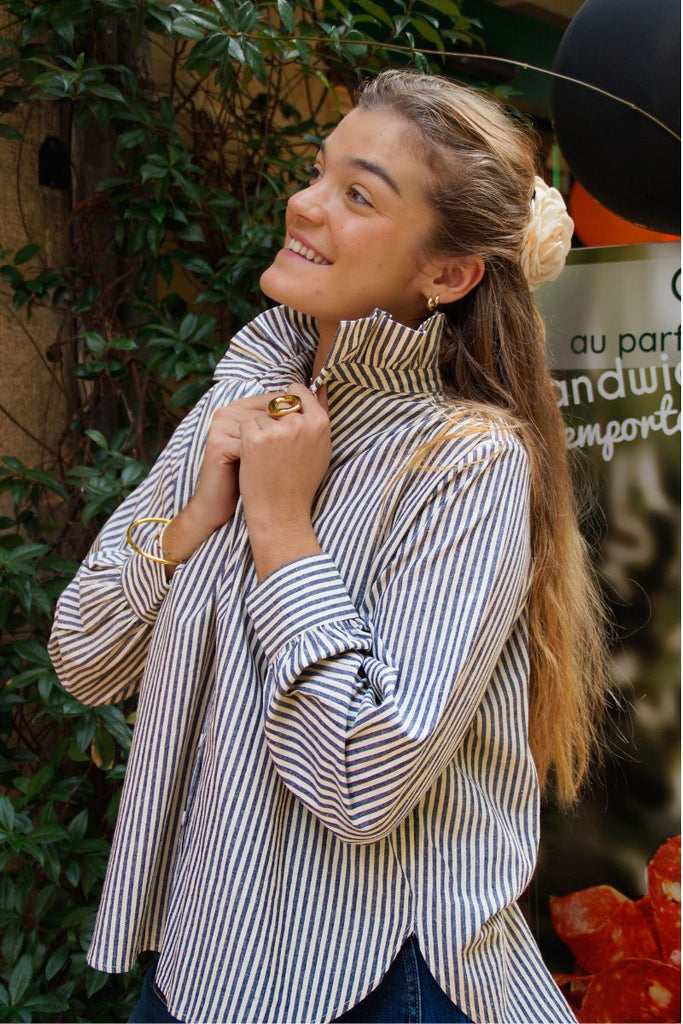 Chemise Maria, couleur bleu, motifs rayures