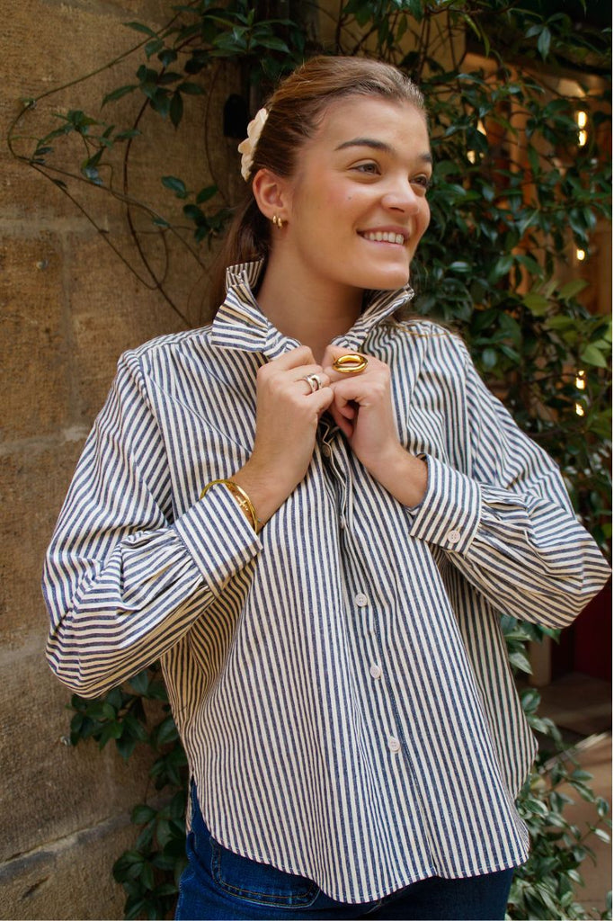 Chemise Maria, couleur bleu, motifs rayures