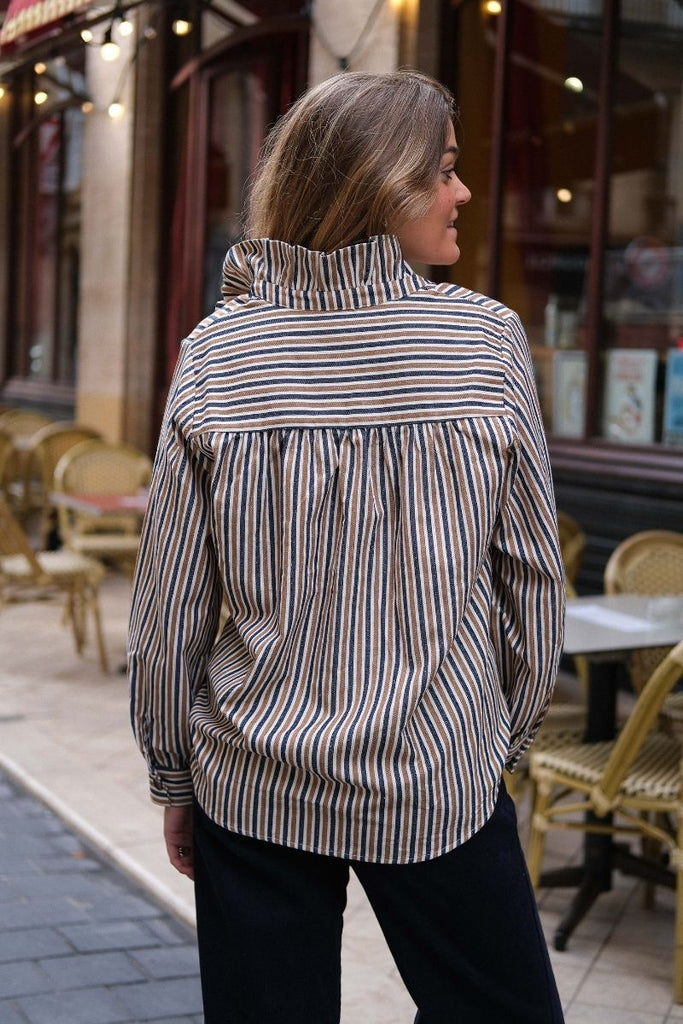 Chemise Maria, couleur camel, motifs rayures