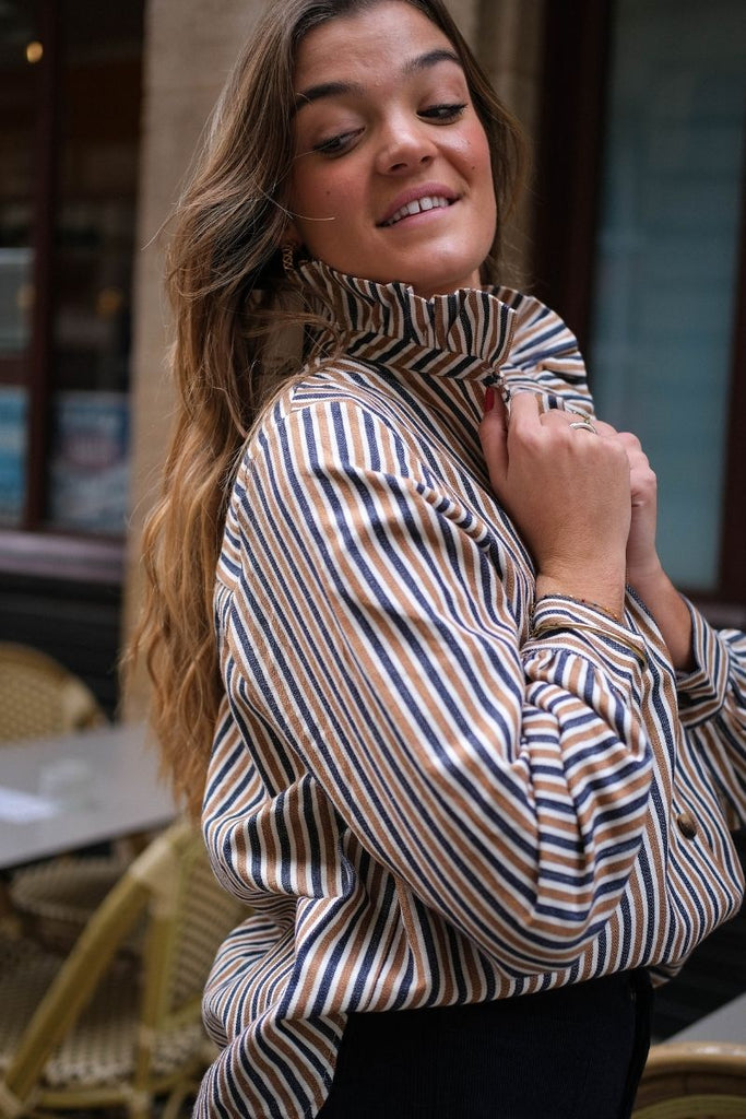 Chemise Maria, couleur camel, motifs rayures