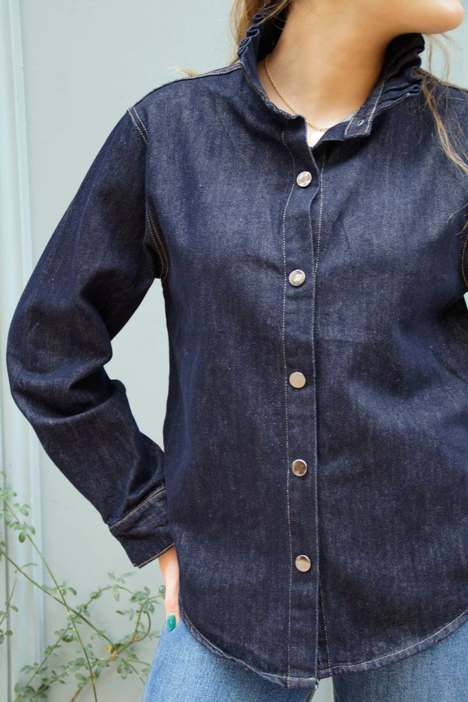 Chemise Mona, couleur bleu foncé, matière jean