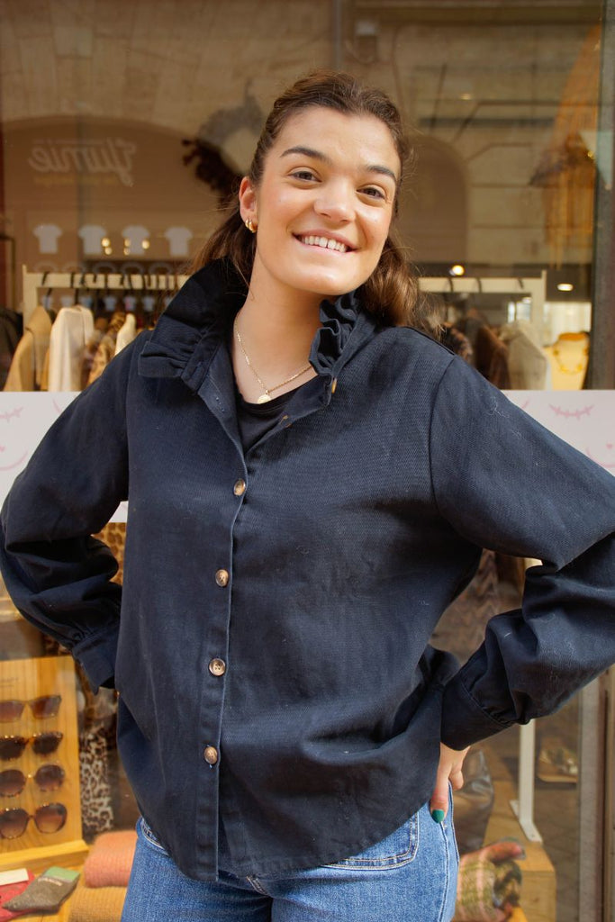 Chemise Mona, couleur marine, matière coton