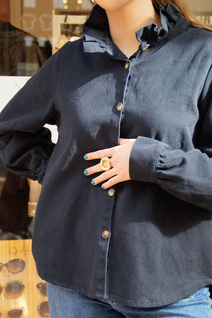 Chemise Mona, couleur marine, matière coton