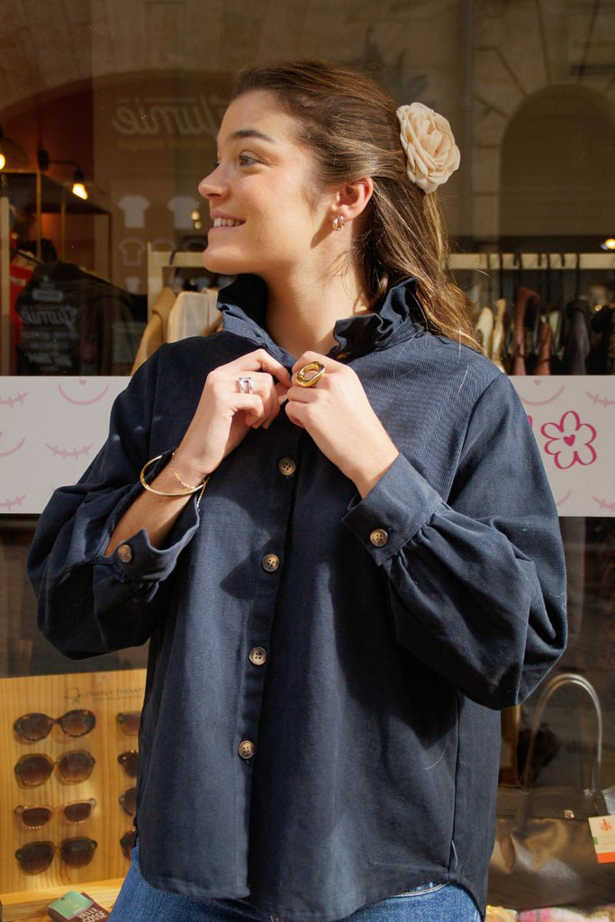 Chemise Mona, couleur marine, matière coton