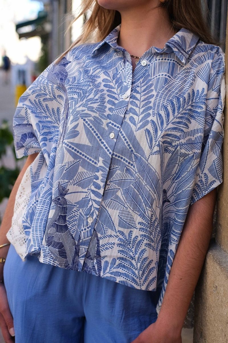 Chemise Romina, couleur bleu, marque Orfeo
