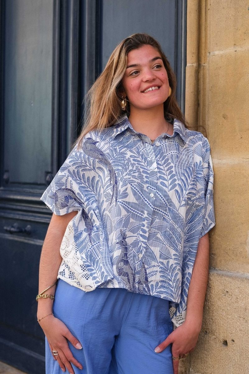 Chemise Romina, couleur bleu, marque Orfeo