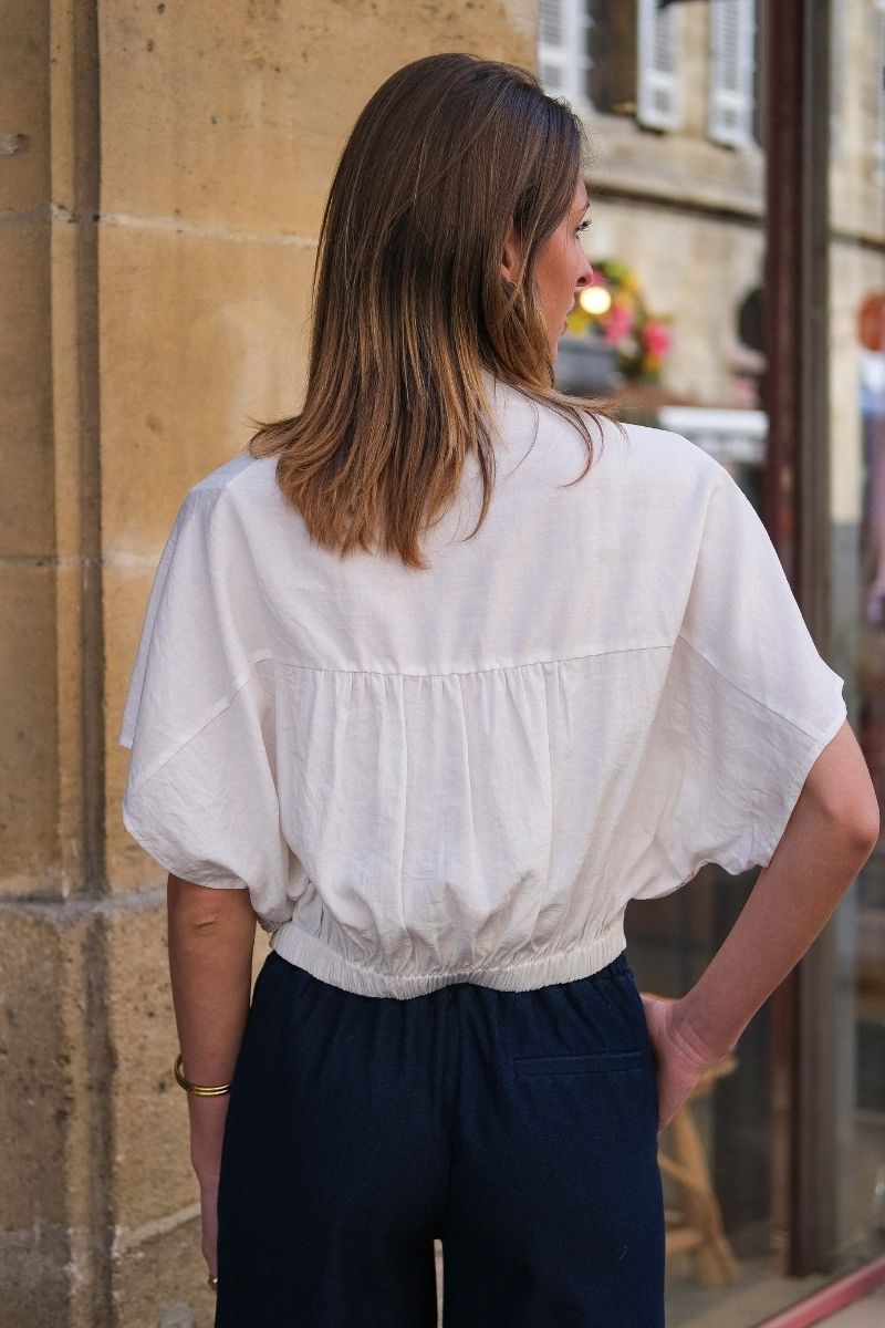Chemise Serena, couleur écru, marque Orfeo, manches courtes