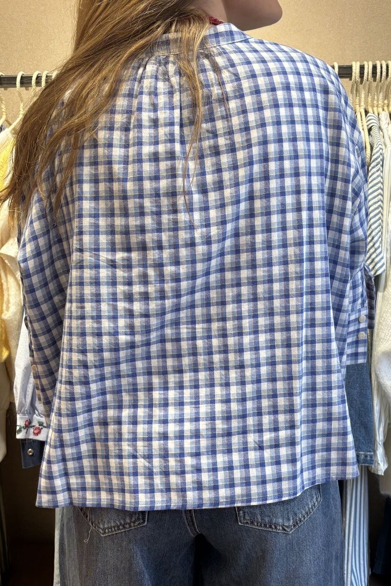 Chemise Simone, couleur bleu, marque Orfeo, manches 3/4, matière coton