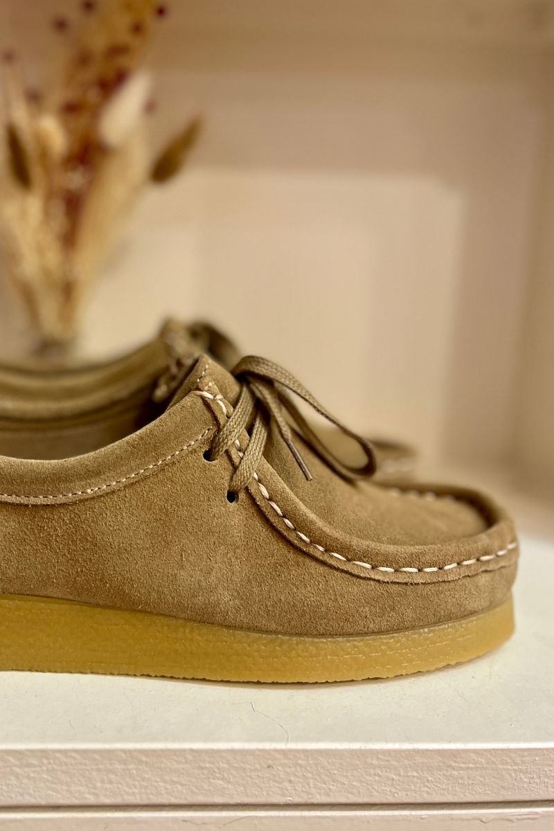 Derbies Clarisse, couleur taupe, matière cuir