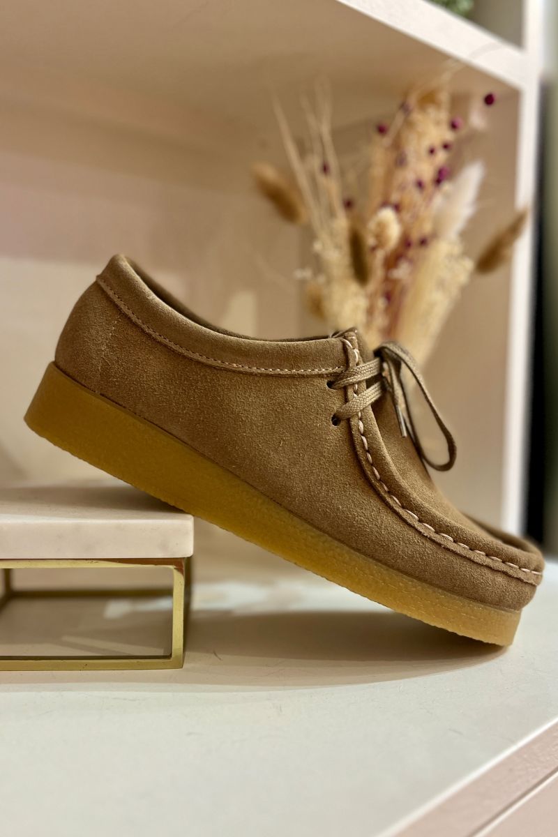 Derbies Clarisse, couleur taupe, matière cuir