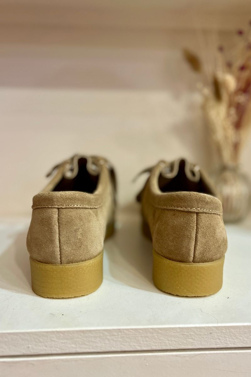 Derbies Clarisse, couleur taupe, matière cuir