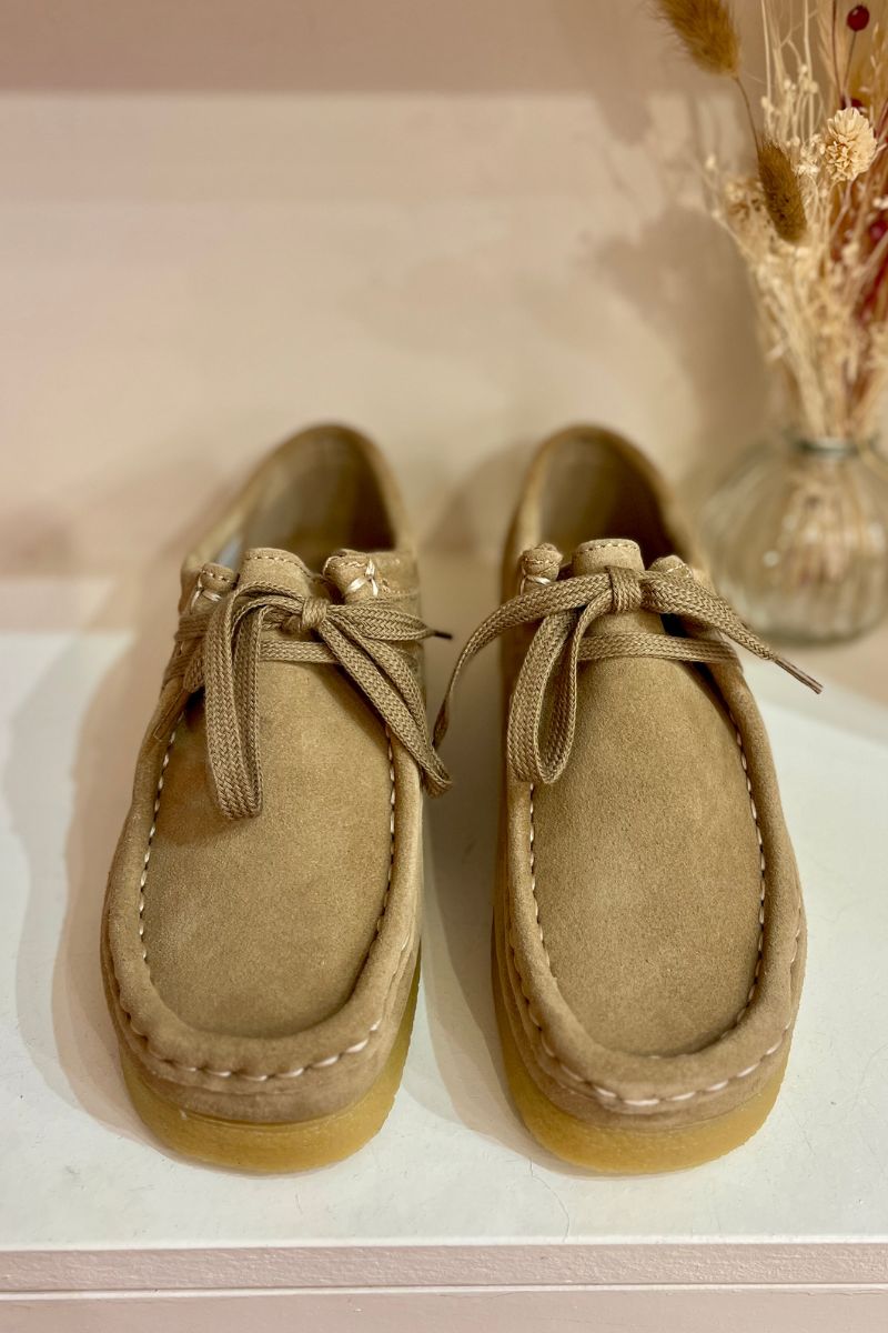 Derbies Clarisse, couleur taupe, matière cuir