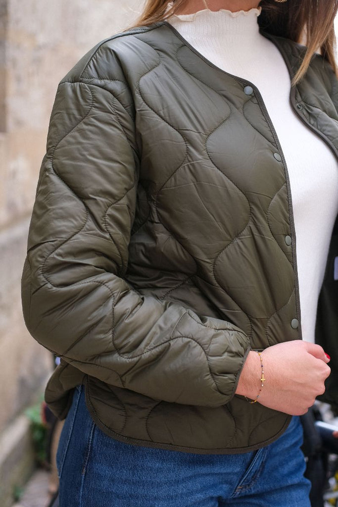 Doudoune Vidune, couleur vert, marque Vila