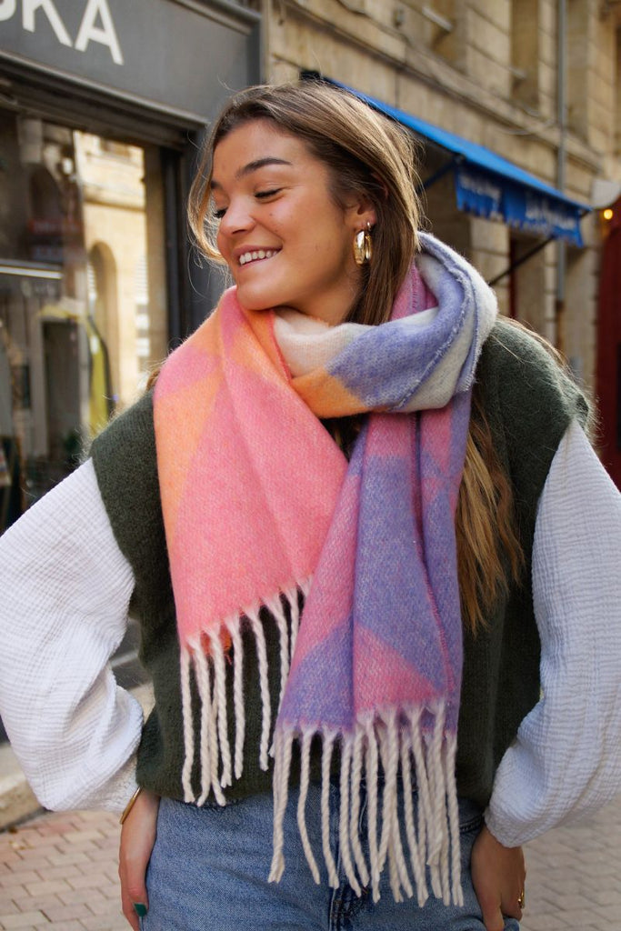 Echarpe Iamalfrid, couleur rose et violet, marque Ichi