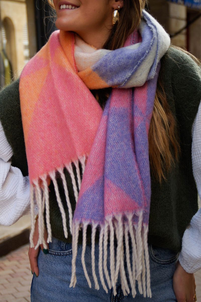 Echarpe Iamalfrid, couleur rose et violet, marque Ichi
