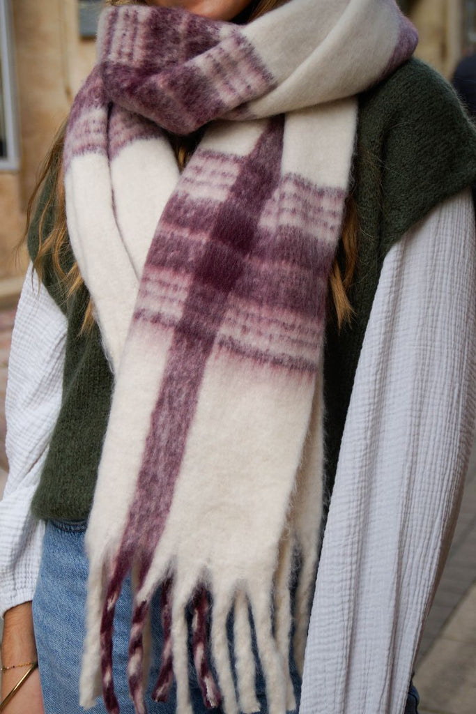 Echarpe Vimimi, couleur bordeaux et écru, marque Vila