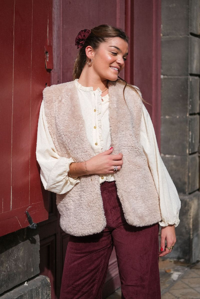 Gilet Ihhizala, couleur beige, marque Ichi
