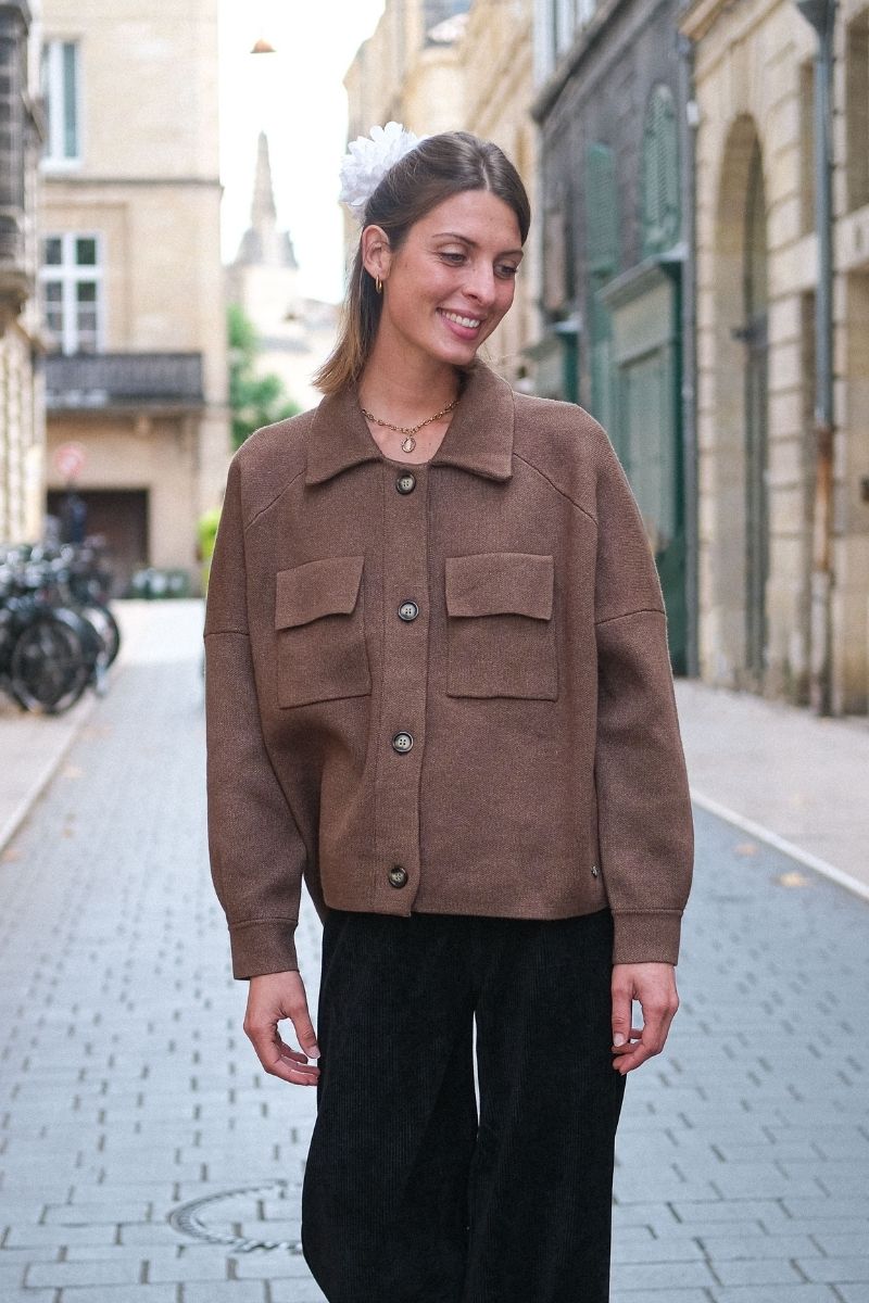 Gilet Camelia, couleur chocolat, marque Orfeo