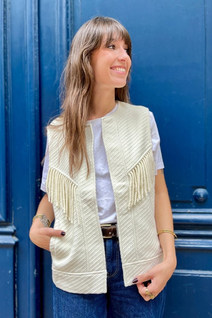 Gilet Lee, couleur écru, marque Rue Mazarine, sans manches