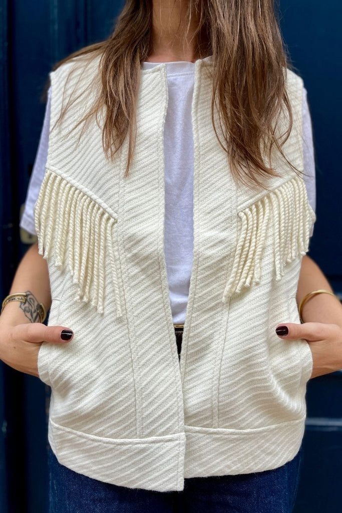 Gilet Lee, couleur écru, marque Rue Mazarine, sans manches