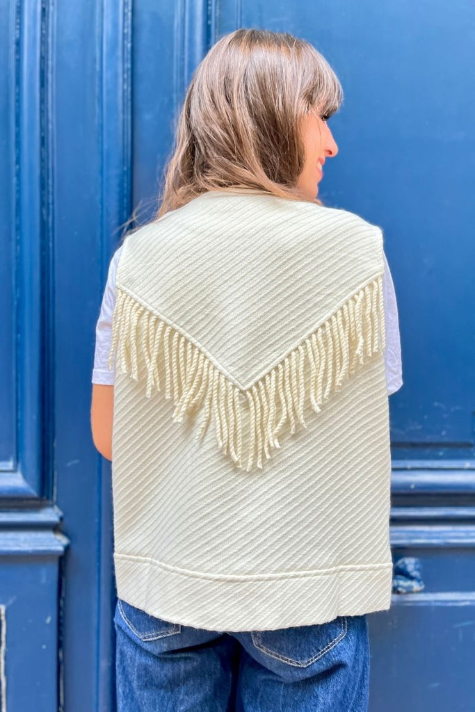 Gilet Lee, couleur écru, marque Rue Mazarine, sans manches