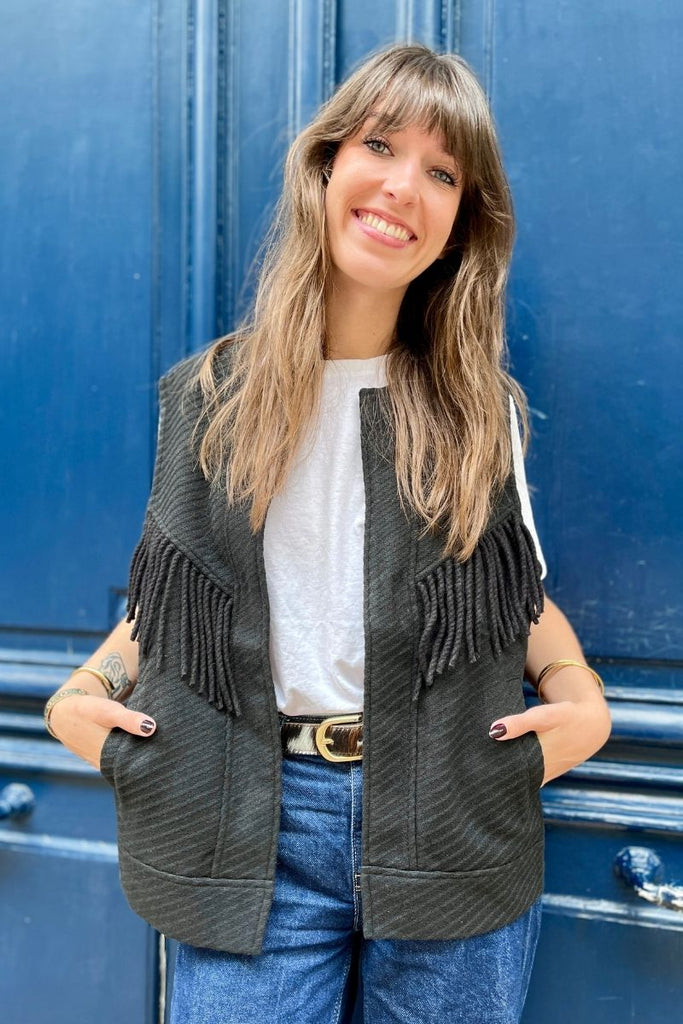 Gilet Lee, couleur noir, marque Rue Mazarine, gilet sans manches