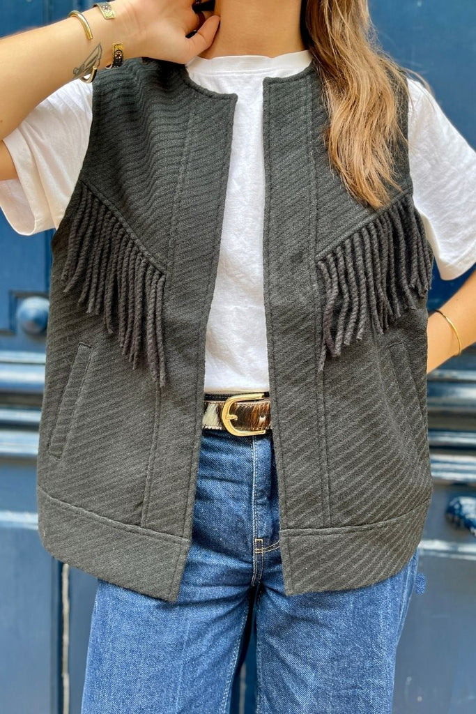 Gilet Lee, couleur noir, marque Rue Mazarine, gilet sans manches