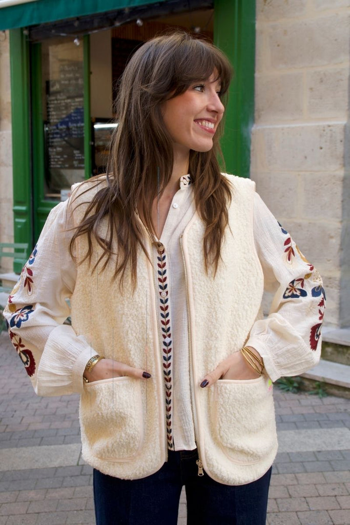 Gilet Lucien, couleur écru, marque Marie Ile de Ré