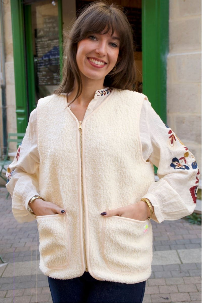 Gilet Lucien, couleur écru, marque Marie Ile de Ré