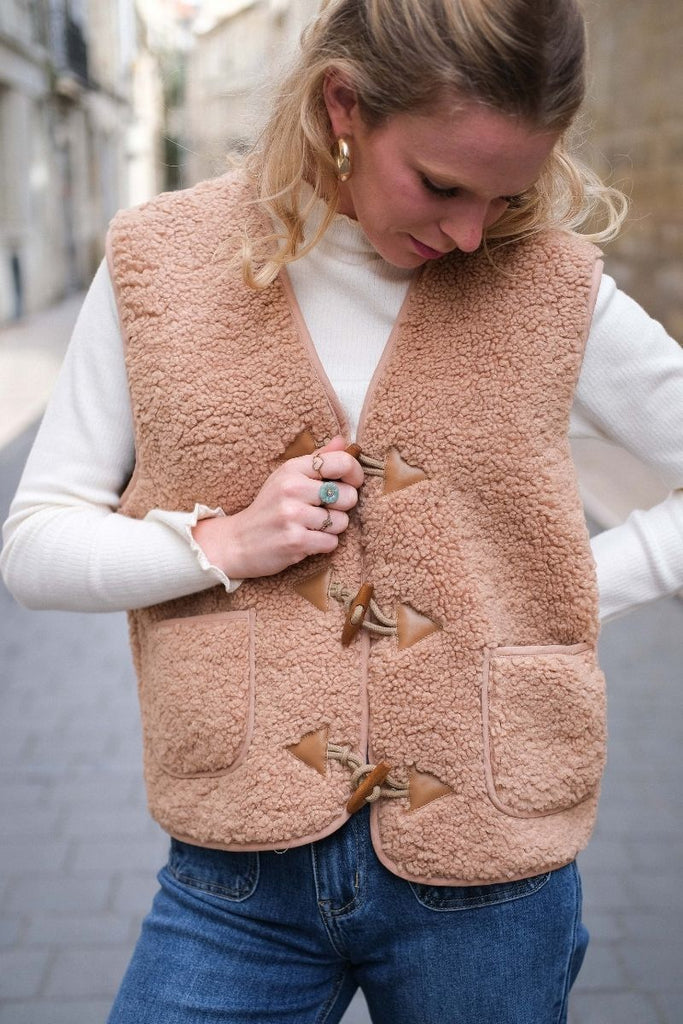 Gilet Polette, couleur camel, marque Garance