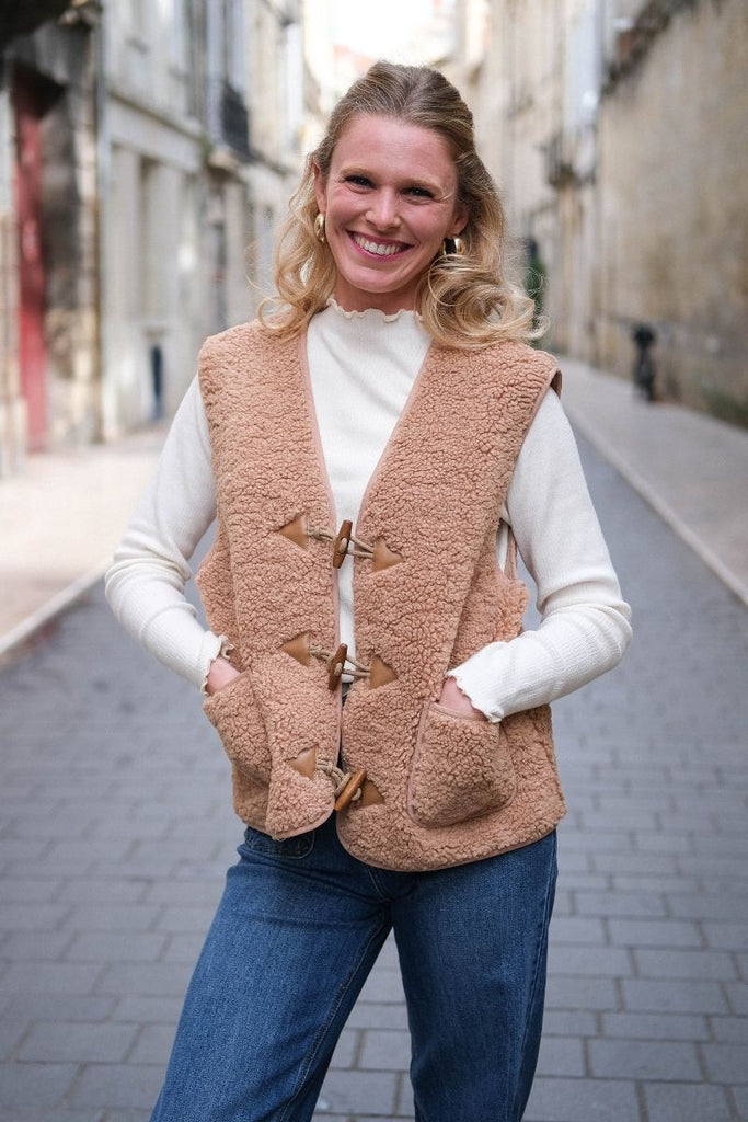 Gilet Polette, couleur camel, marque Garance