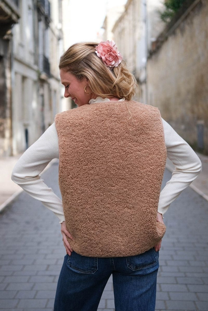 Gilet Polette, couleur camel, marque Garance
