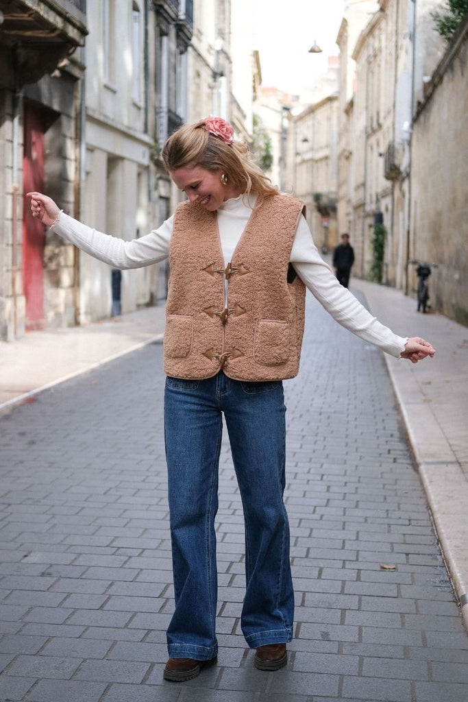 Gilet Polette, couleur camel, marque Garance